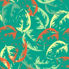 Seamless texture of leaves on aquamarine background