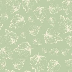Pattern with leaves in pastel on light green background