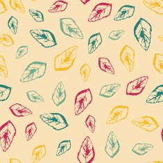 Pattern with leaves on pale yellow background
