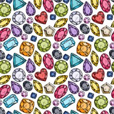 Seamless pattern of colorful jewels