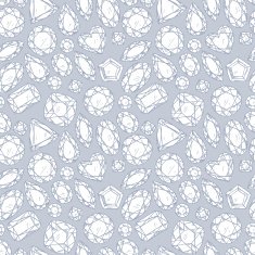 Seamless pattern of jewels in gray color