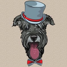 vector funny cartoon hipster dog Schnauzer N2