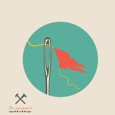Modern flat banner with a needle and flag