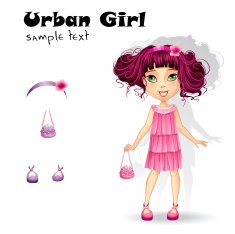 Urban fashion girl in a pink dress for party