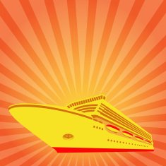 Cruise ship on the background of rising sun N2
