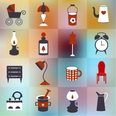 Retro style flat icon on blur background Vector vintage design