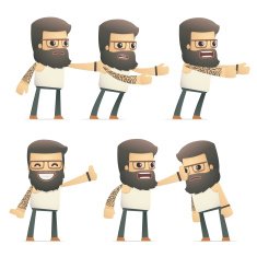 set of tattoo artist character in different poses N13