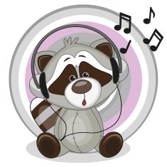 Raccoon with headphones N2