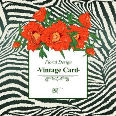 Vintage greeting card with blooming flowers N10