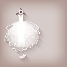 bride dress and wreath