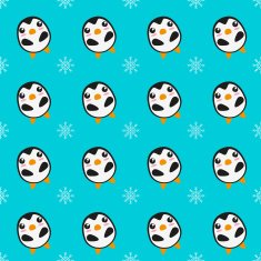 Seamless background of penguins and snow flakes N2