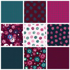 Set of seamless patterns with flowers