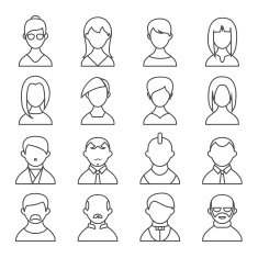 Set of people outline icons