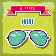retro rain weather glasses with red ribbon background concept