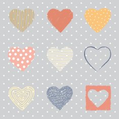 Colorful set of hand drawn hearts