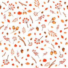 Colorful autumn seamless pattern made of hand drawn leaves