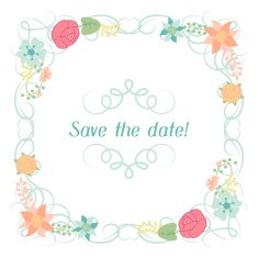 Wedding invitation card with pretty stylized flowers N2