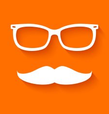 White hipster glasses and mustache