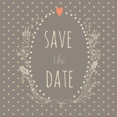 Lovely save the date card with a beautiful wreath