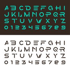 alphabetic fonts and numbers N32