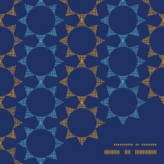 Abstract textile stars on dark geometric frame corner pattern background