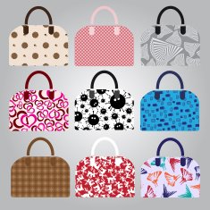 nine types of lady colorful handbags eps10