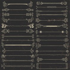 Vintage hand drawn design elements set 2 on dark N2