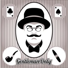 Retro gentleman face and accessories isolated