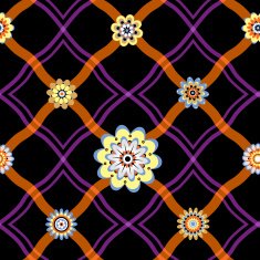 Seamless pattern with a geometrical ornament and flowers