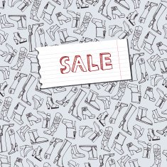 Females shoes boots sale background Sketchy notepaper