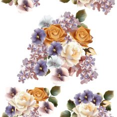 Floral seamless pattern with roses lilac and violets