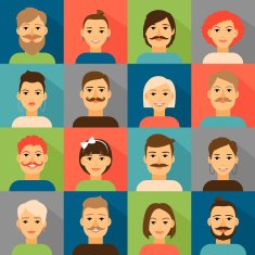 Avatar app icons User hipster face set