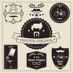 Collection of vintage hipster badges labels and stamps vector illustration N2