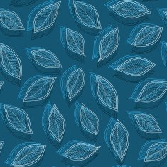 white leaves on a blue background vector seamless abstract hand- N4