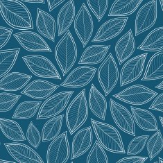 white leaves on a blue background vector seamless abstract hand- N5