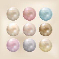 Spherical pearls of different colors