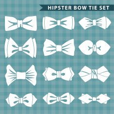 Several white silhouettes of bow tie Hipster fashion