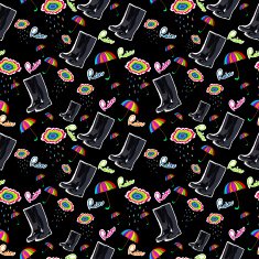 Pattern with rubber boots umbrella and cloud N2