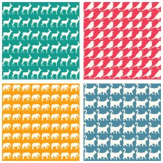 Set of lovely animals silhouettes patterns elephants cats roes birds N2