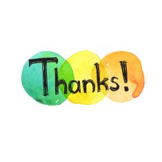 Thanks card hand lettering on the painted watercolor round