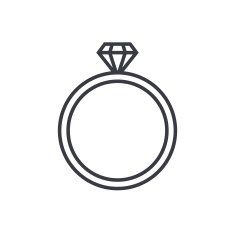 Diamond wedding ring outline icon modern minimal flat design style N7