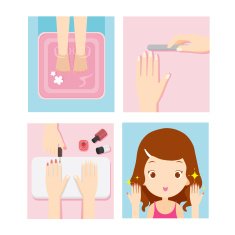 Relaxing girl in nail salon set