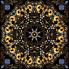 circular gold ornaments and precious stones