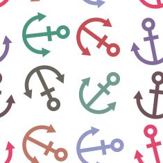 Seamless background Colorful sea anchor on a white