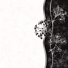 Monochrome floral invitation or greeting card