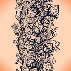 Vector lace seamless pattern decorative strawberry N6