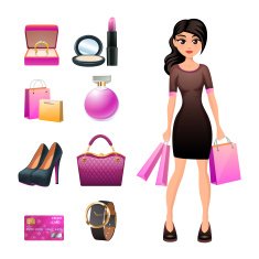 Women shopping decorative set