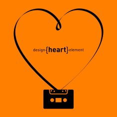 vector design element heart from tape and audiocassette