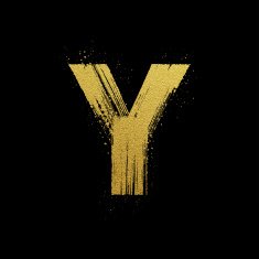 Gold glittering brush hand painted letter Y