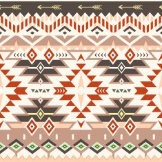 Vector Seamless Tribal Pattern in Red - Brown Colors